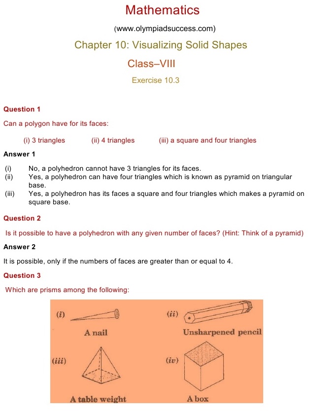 NCERT Solutions for Maths Class 8 Chapter 10 Exercise 10.3