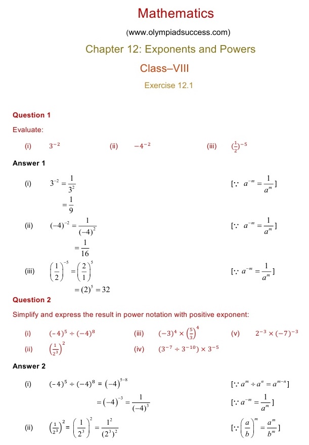 NCERT Solutions for Maths Class 8 Chapter 12 Exercise 12.1