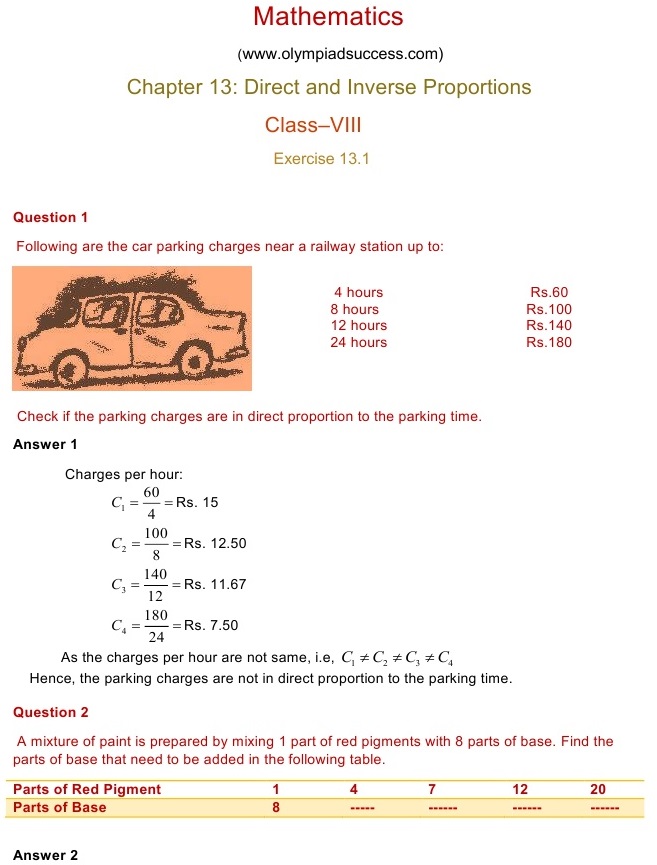 NCERT Solutions for Maths Class 8 Chapter 13 Exercise 13.1