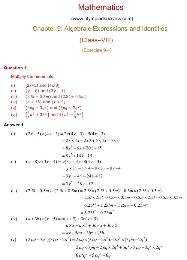 NCERT Solutions for Maths Class 8 Chapter 9