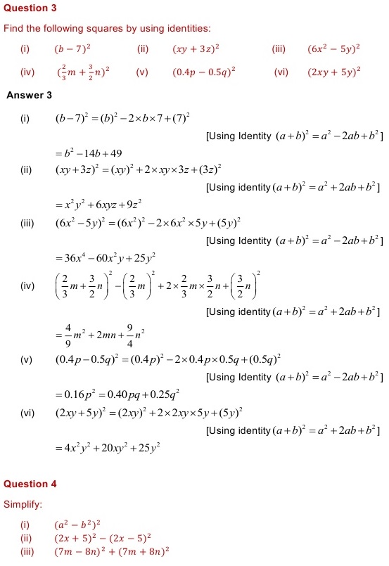Ncert Solutions For Class 8 Mathematics Chapter 9 Algebraic Expressions And Identities Exercise 9 5