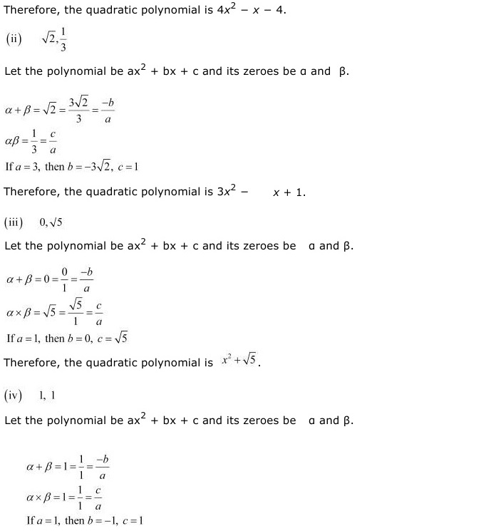 NCERT Solutions for Maths Class 10 Chapter 2 Exercise 2.1