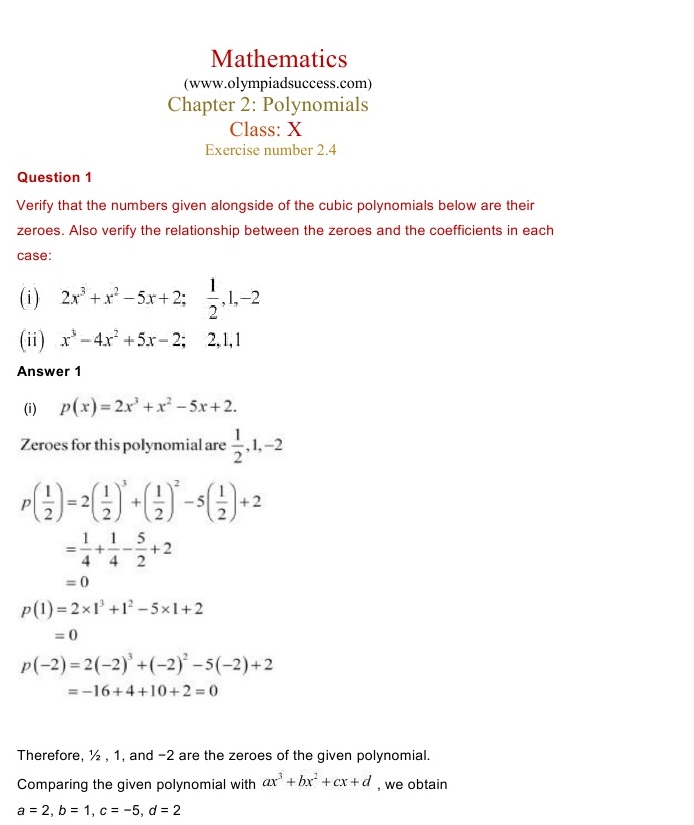 NCERT Solutions for Class 9 Maths Chapter 2 Polynomials Ex 2.3
