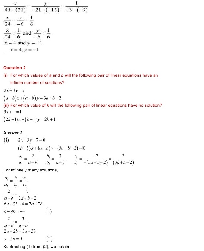 NCERT Solutions for Maths Class 10 Chapter 3 Exercise 3.4