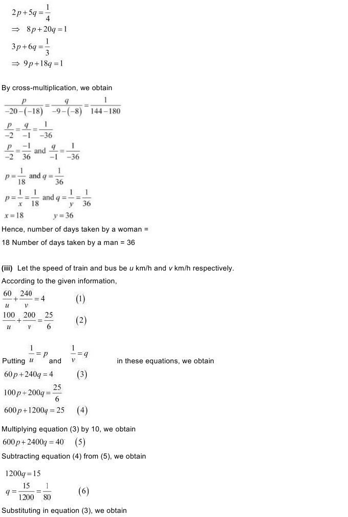 NCERT Solutions for Maths Class 10 Chapter 3 Exercise 3.5