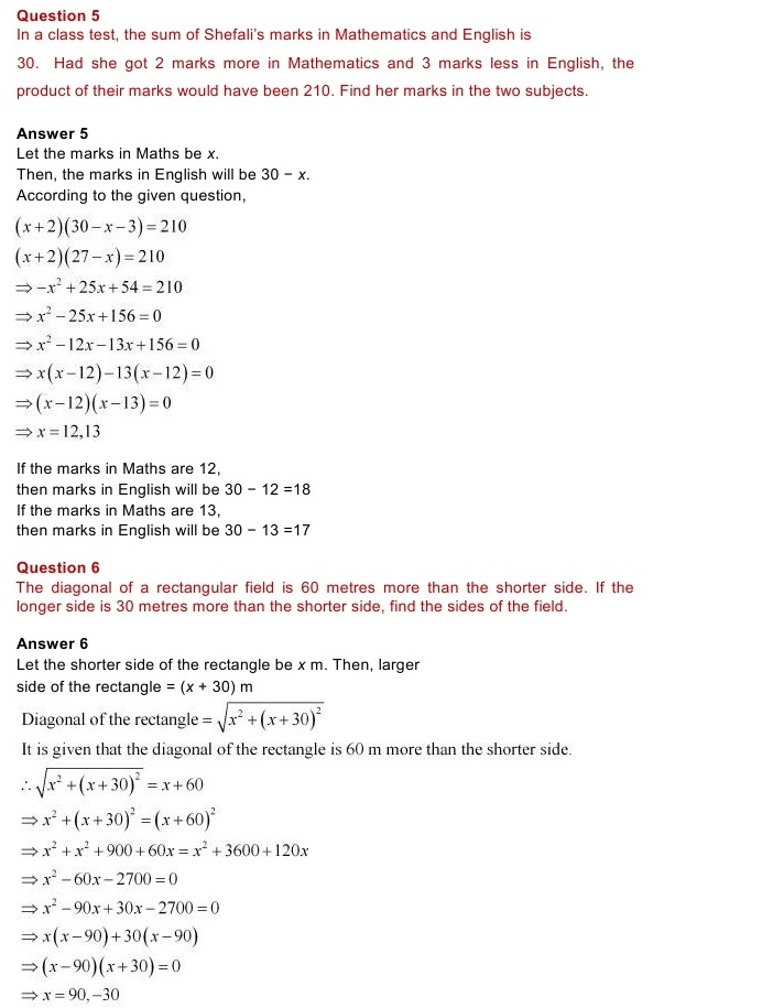 NCERT Solutions for Maths Class 10 Chapter 4 Exercise 4.2