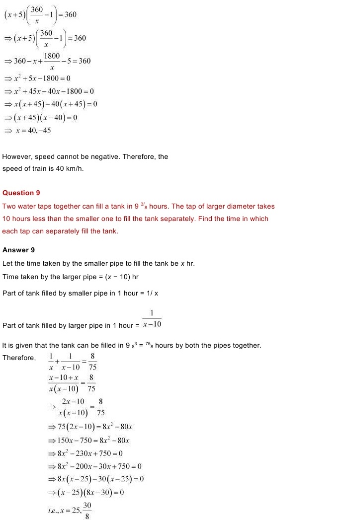 NCERT Solutions for Maths Class 10 Chapter 4