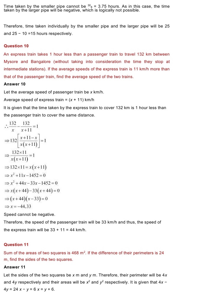 math solved exercises class 10