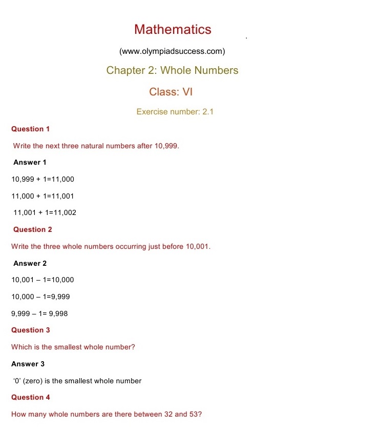 NCERT Solutions for Maths Class 6 Chapter 2