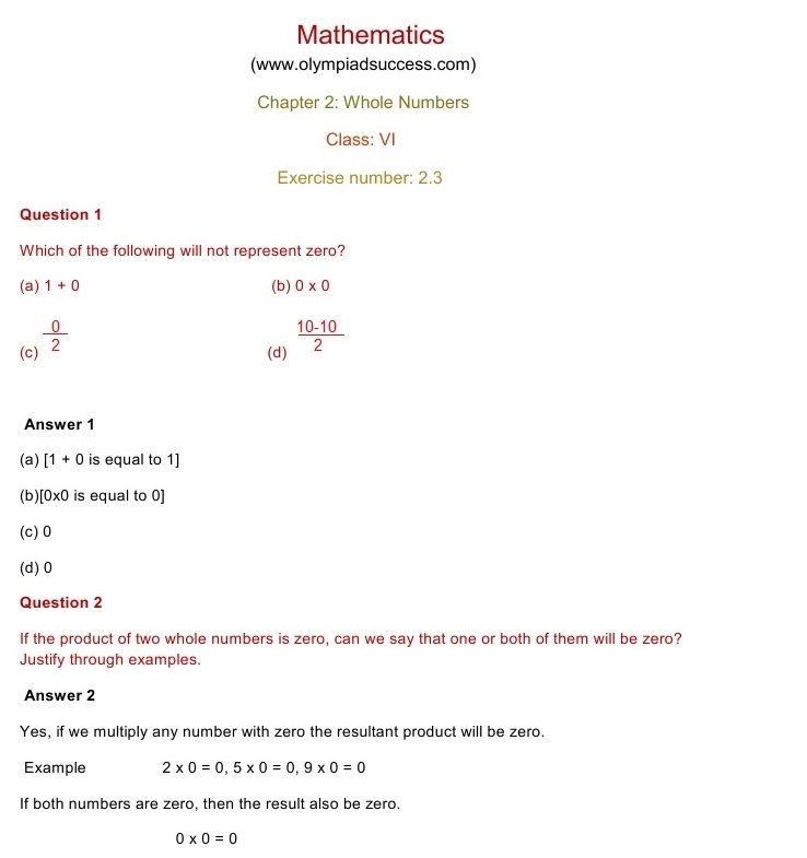 NCERT Solutions For Class 6 Mathematics Chapter 2 Whole Numbers 