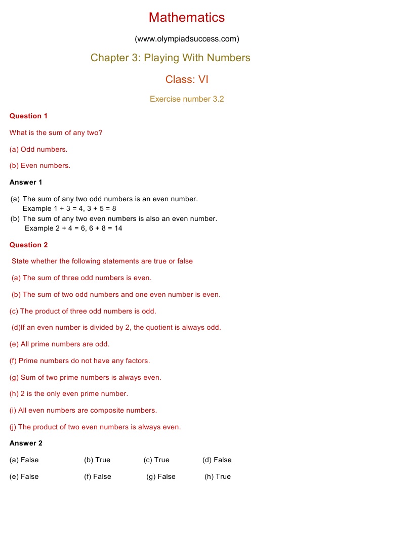 NCERT Solutions for Maths Class 6 Chapter 3 Exercise 3.2