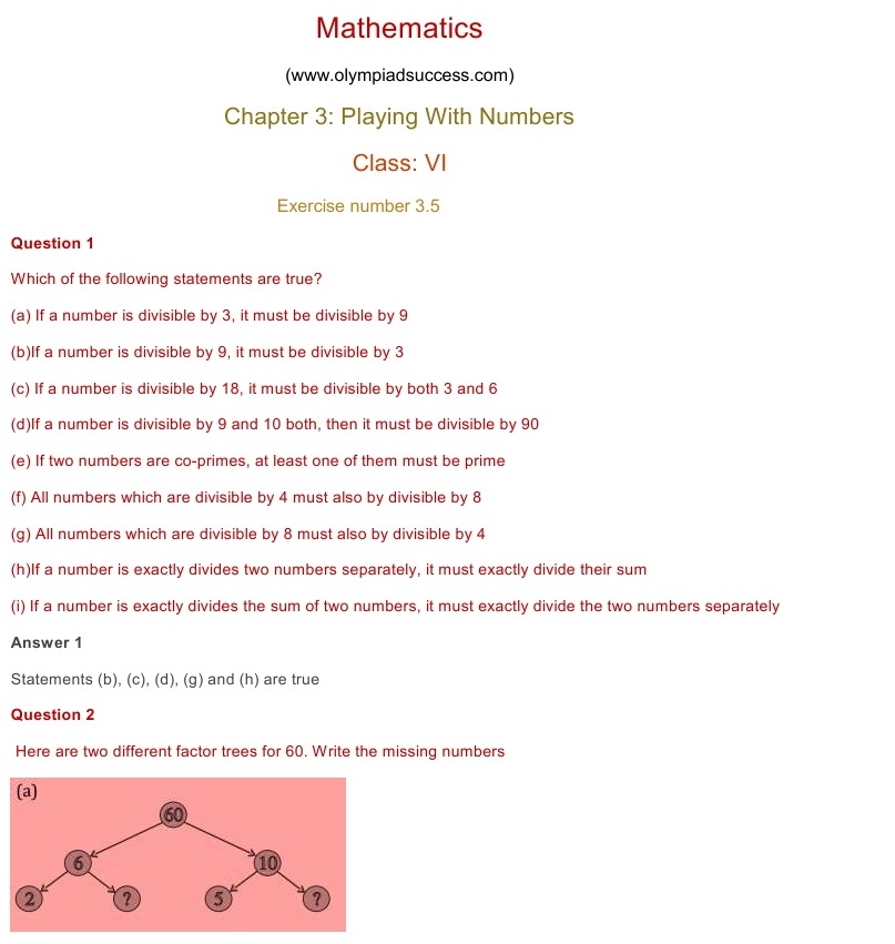 NCERT Solutions for Maths Class 6 Chapter 3 Exercise 3.5