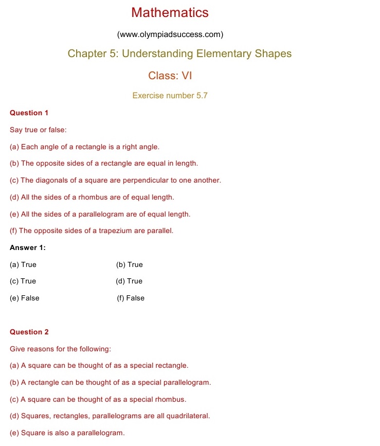 NCERT Solutions for Maths Class 6 Chapter 4 Exercise 