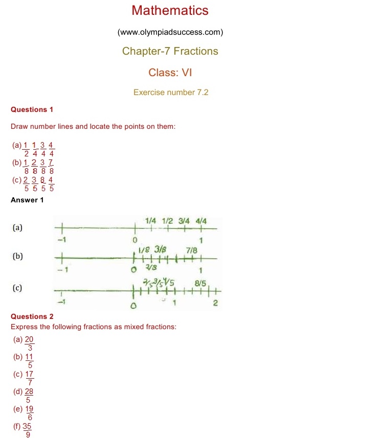 NCERT Solutions for Class 6 Mathematics Chapter 7: Fractions