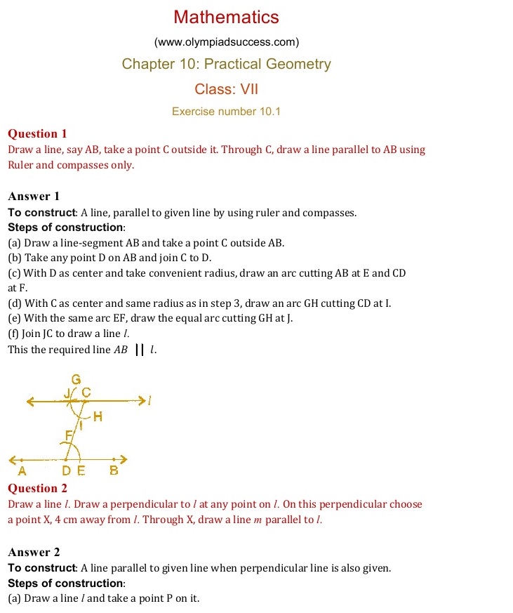 NCERT Solutions for Maths Class 7 Chapter 10 Exercise 10.1