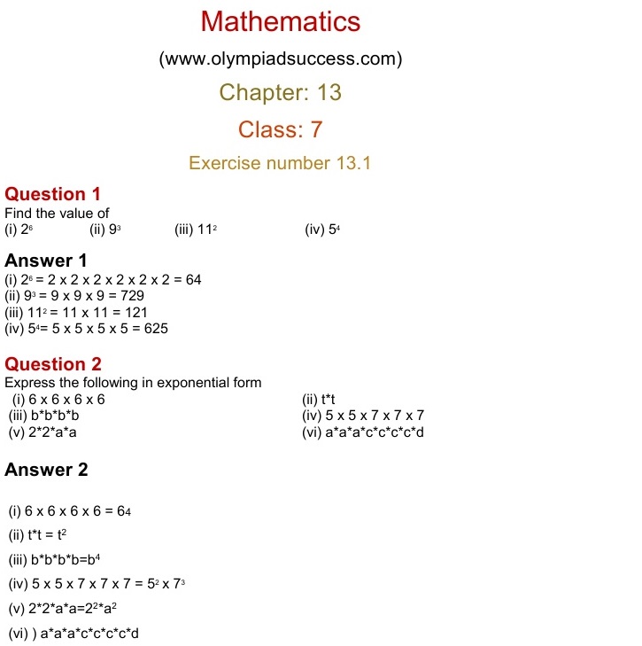 NCERT Solutions for Maths Class 7 Chapter 13 Exercise 13.1