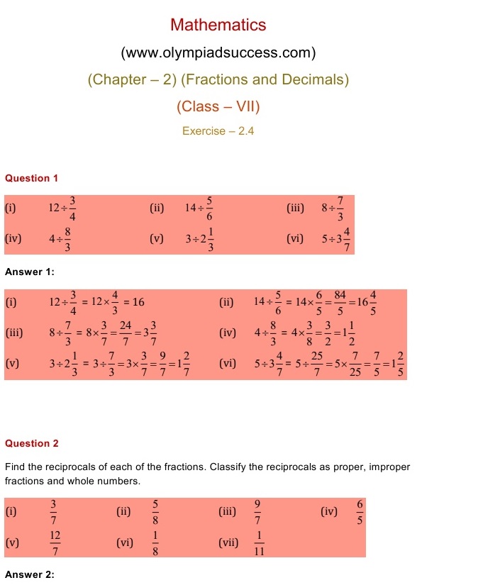 NCERT Solutions for Maths Class 7 Chapter 2 Exercise 2.4