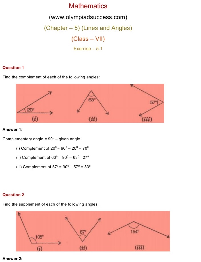 NCERT Solutions for Maths Class 7 Chapter 5 Exercise 5.1