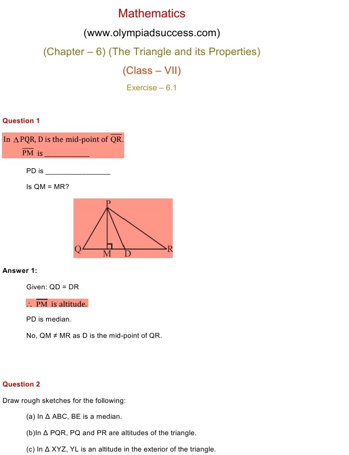 NCERT Solutions for Maths Class 7 Chapter 6