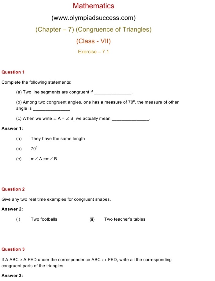 NCERT Solutions for Maths Class 7 Chapter 7