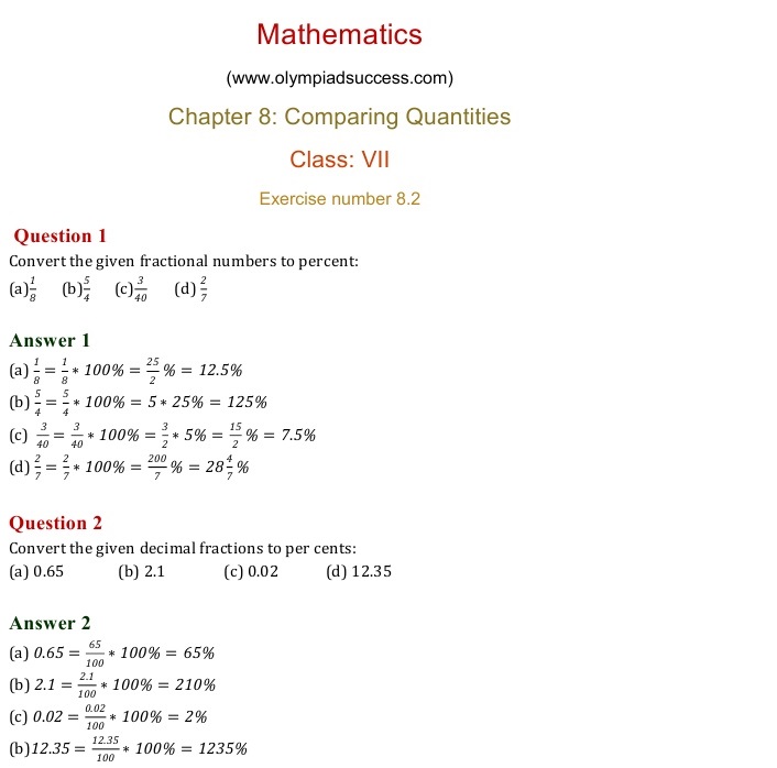 NCERT Solutions for Maths Class 7 Chapter 8 Exercise 8.2